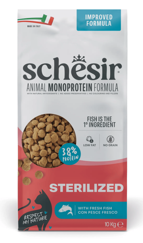 Schesir Monoprotein Steriliserad Fisk Torrfoder för Katter 10 kg