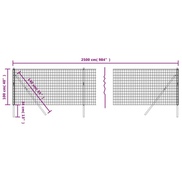 vidaXL trådnethegn, antracit, 1x25 m