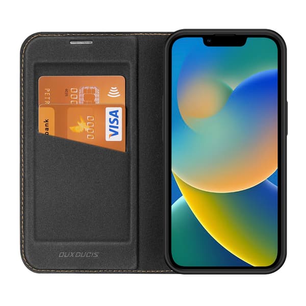Dux Ducis Skin X2 cover til iPhone 14 Plus med magnetisk klap, sort