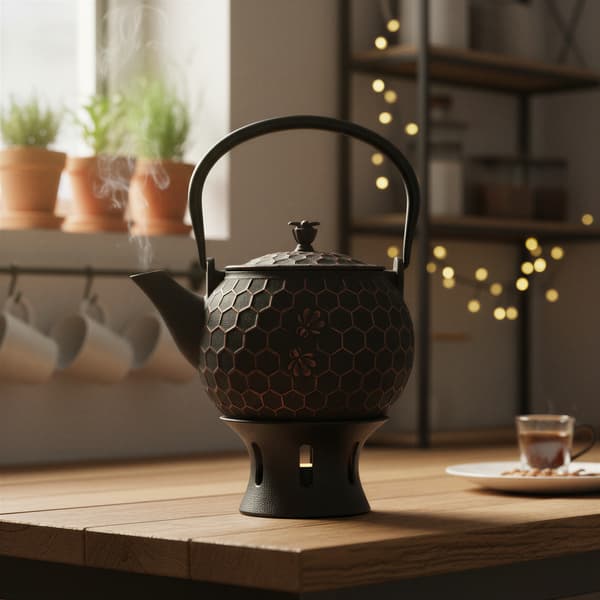 Støbejernskedel 1,8L teinfuser + varmer + gaffel