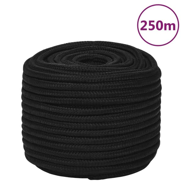 vidaXL Työköysi, musta, 14 mm, 250 m, polyesteri