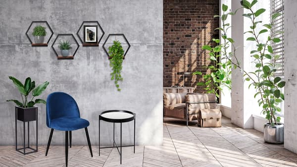 Honung Rustik loft sort metalhylde blomsterstativ