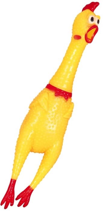 Gummi pipande kycklingbitleksak 38 cm