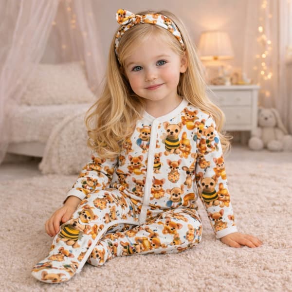KLÄDER pyjamas med hel dragkedja 116 BARN HUNDAR