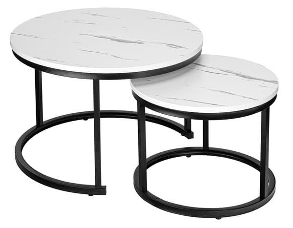 Set med två Galen vit marmor loftbord