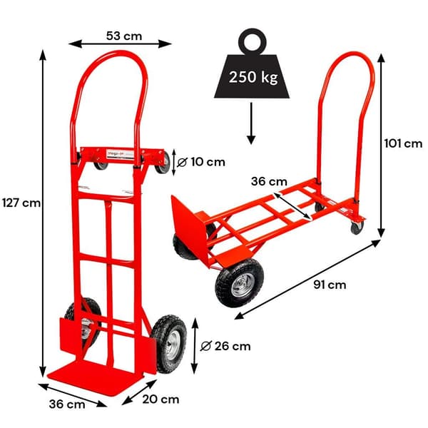 Mega-M 2i1 Miller lagervogn, rød, 250 kg, N-karton