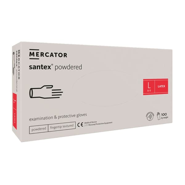 Latexhandsker L pudrede Santex pudrede fingertæpper 100 stk.