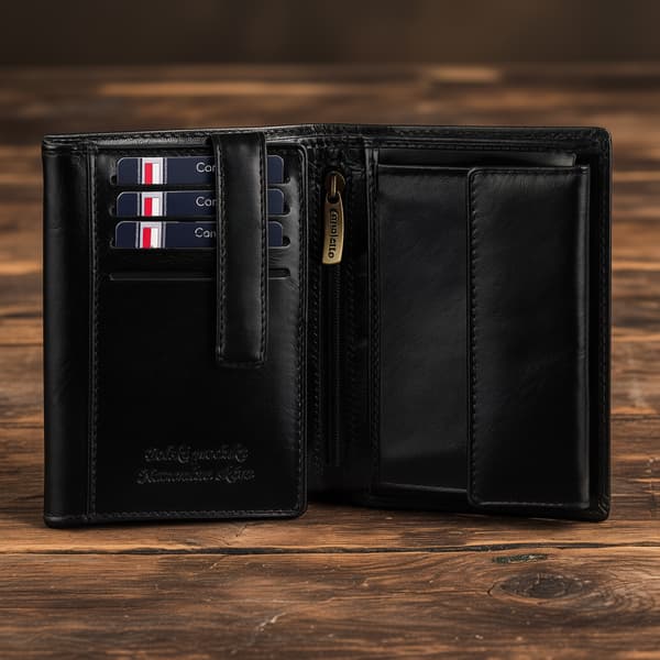 Canaletto herrplånbok med gravyr - elegant läderaccessoar