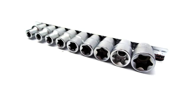Sæt Torx bits til ratchet 1/2" E10-24 9 dele på bånd S10630