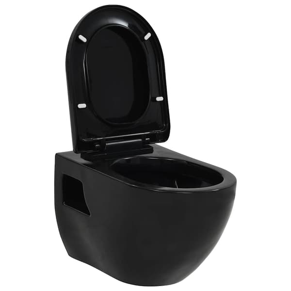 vidaXL væghængt toilet, keramik, sort