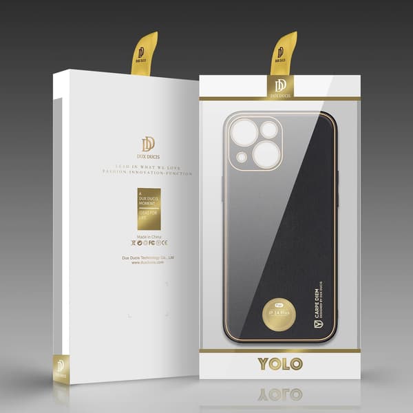 Dux Ducis Yolo iPhone 14 Plus cover elegant kunstlædercover sort