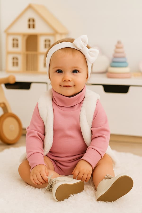 Flickpolokrage varm 92 höghalsad sweatshirt barn rosa