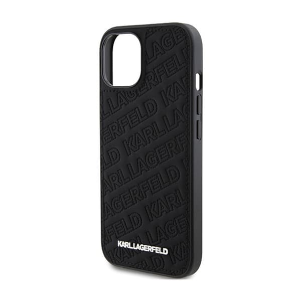 Karl Lagerfeld Quiltet K-mønster - iPhone 15 Plus cover (sort)