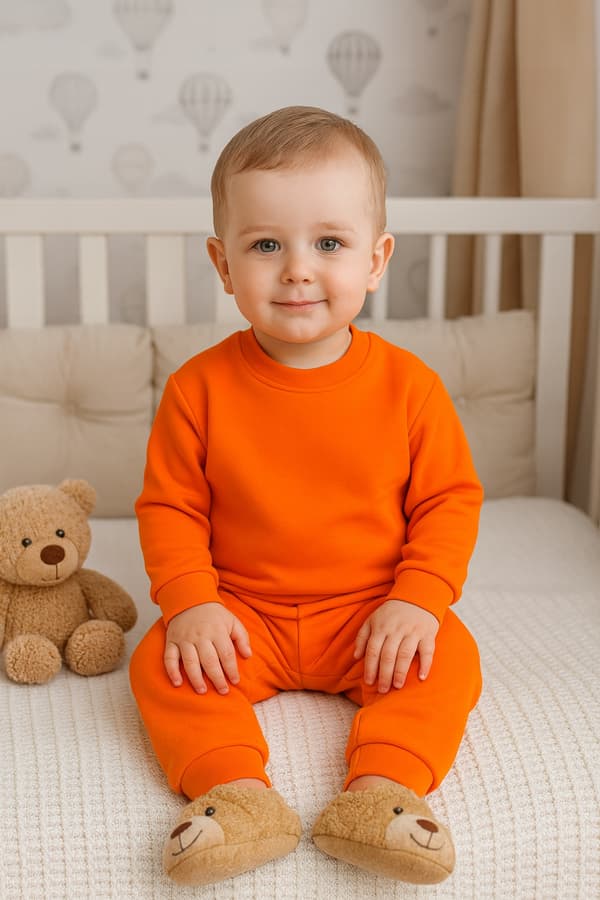 BOMULD 92 BØRNEPYJAMAS til børneværelset, 2 dele, ORANGE