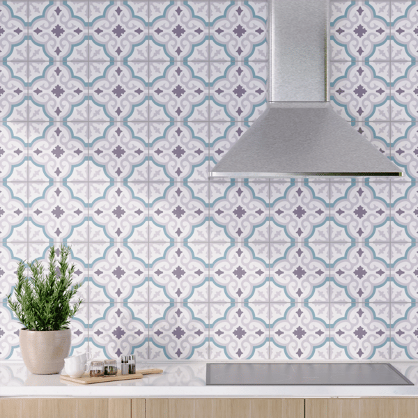 Dekorativ porcelænsflise Orly blå patchwork 20x20 cm klasse I