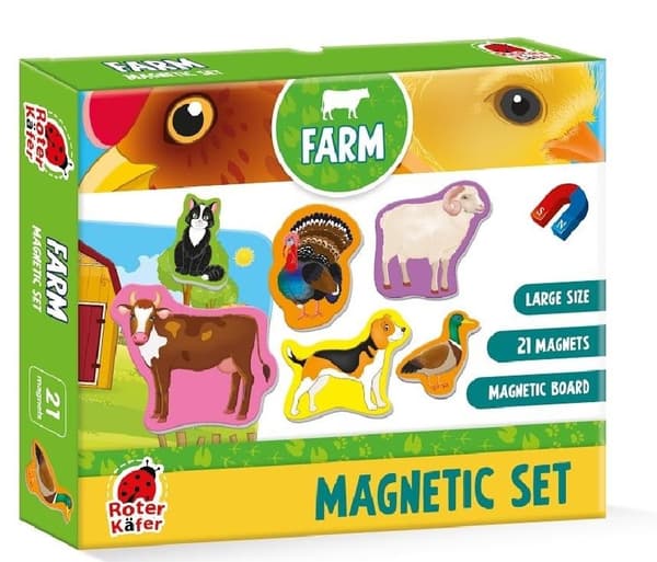 Magnetiskt bondgårdsset med brädmagneter pussel roter kafer
