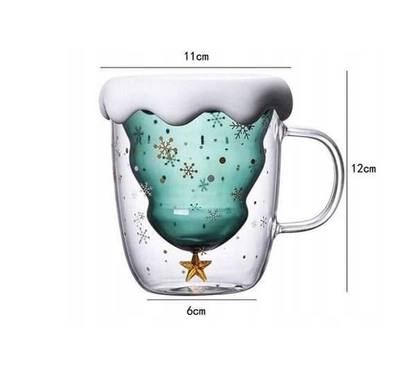 Dobbeltvægget glas med juletræ 300 ml