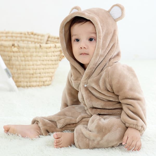 Brun bamse-onesie-pyjamaskostume til baby 90: 75-85 cm