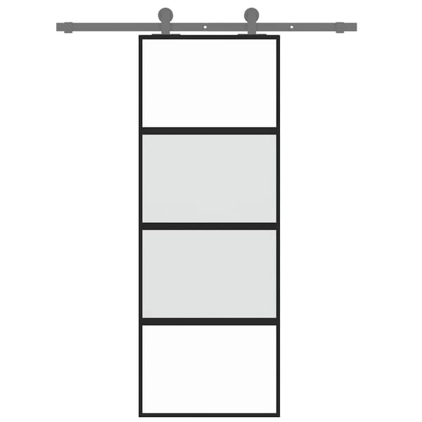 vidaXL skydedør, sort, 76x205 cm, hærdet glas, aluminium