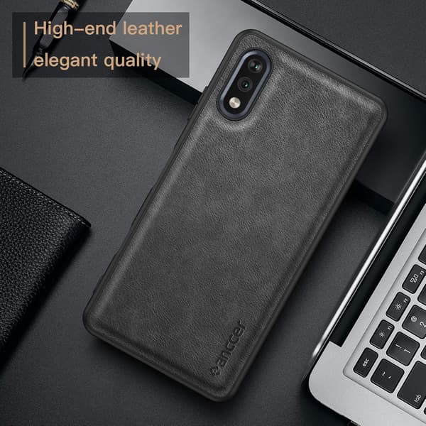 SORT ETUI TIL SONY XPERIA ACE SO-02L ELEGANT PU-LÆDERBAGSIDS