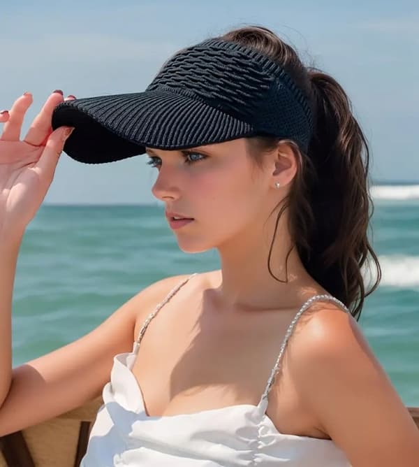 Dam solskyddande strandkeps nyhet beige