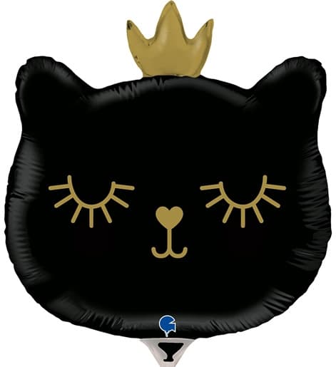 Folieballon Kat Sort Killing med Krone 35cm
