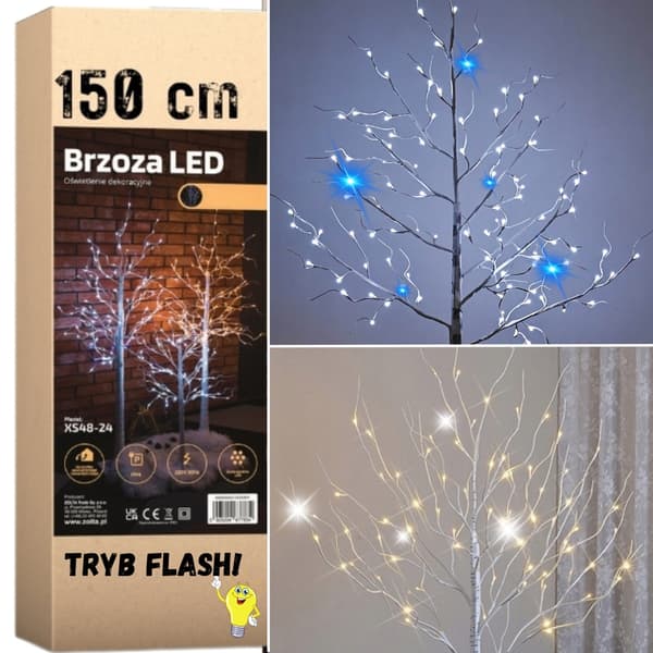 FLASH JULETRÆ BIRK LED JULEPYNT 150CM 120 LED Kold