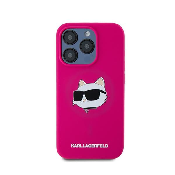 Karl Lagerfeld Silikonskal med MagSafe-motiv - iPhone 15 Pro (Rosa)