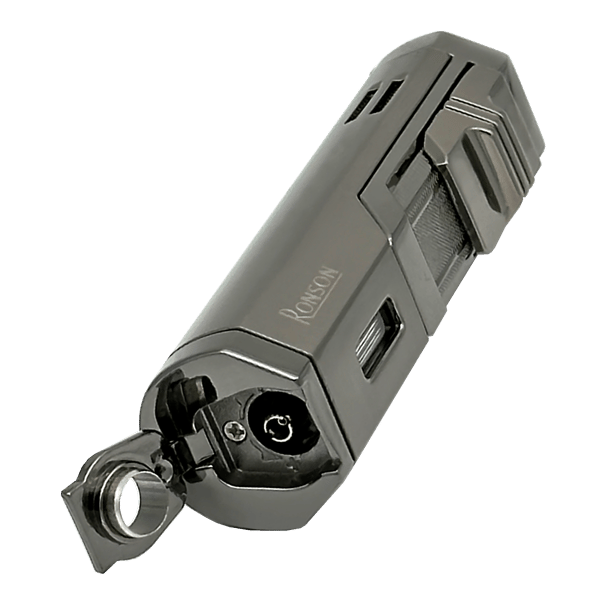 Ronson Chinook GUN Metal 3 JET Lighter med Cigarpuncher, Jet