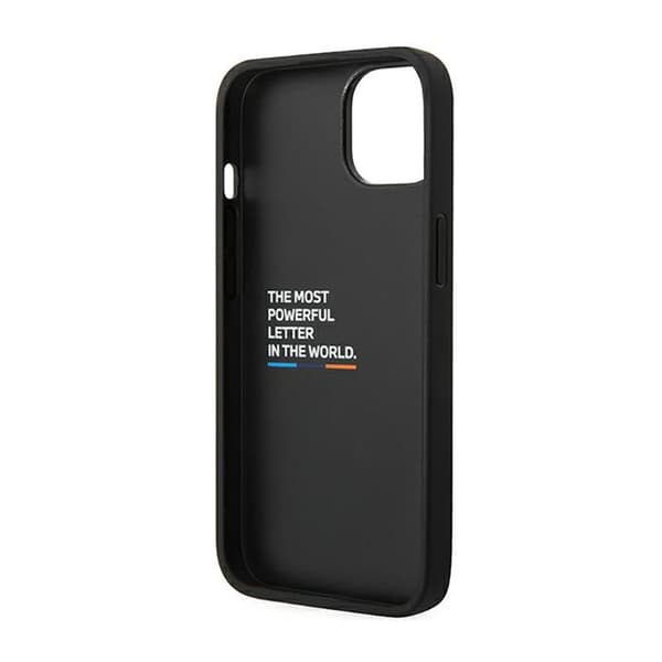 BMW Læder Carbon Blue Line - iPhone 14 Etui (Sort)