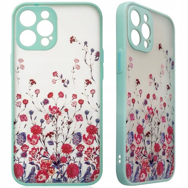 Designfodral till iPhone 12 Pro Max med gröna blommor