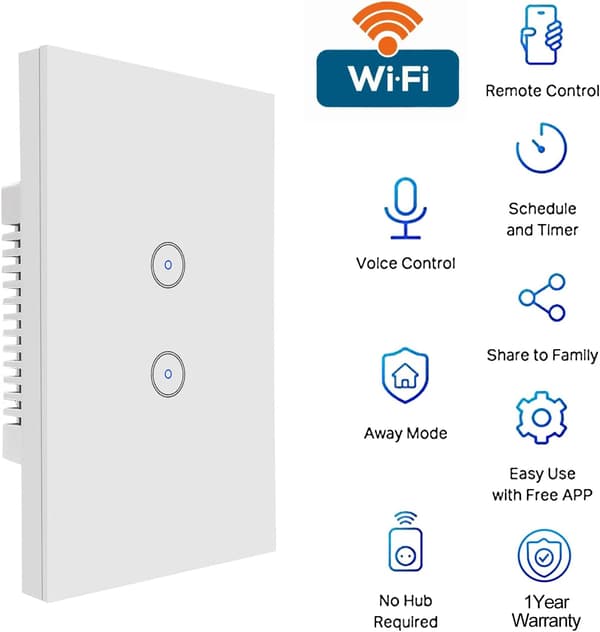 TOUCHSCREEN LYSKONTAKT GLAS HVID GLAS DOBBELT WIFI