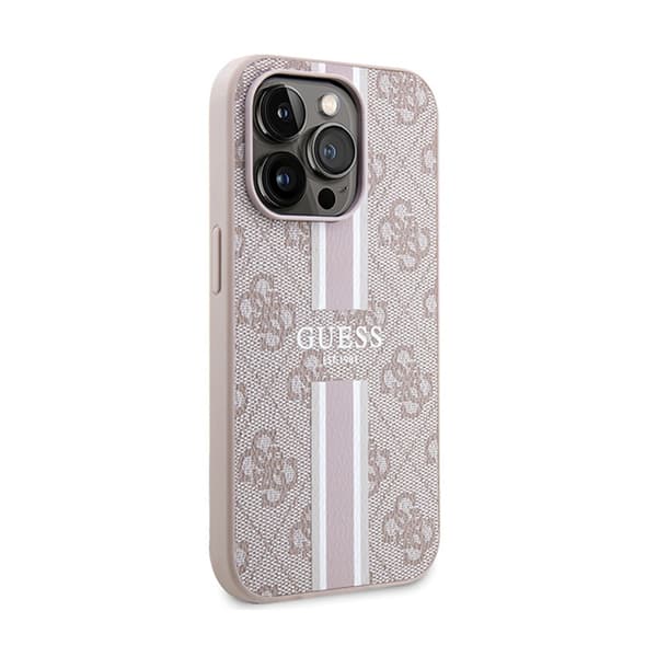 Guess 4G Printed Stripes MagSafe - iPhone 15 Pro cover (lyserød)