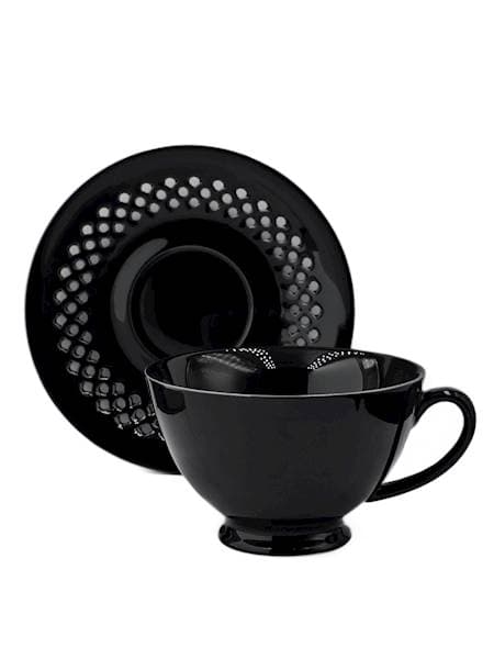 SORT KERAMISK KOP 260 ml MED ÅBEN UNDERKOP TIL KAFFE OG TE