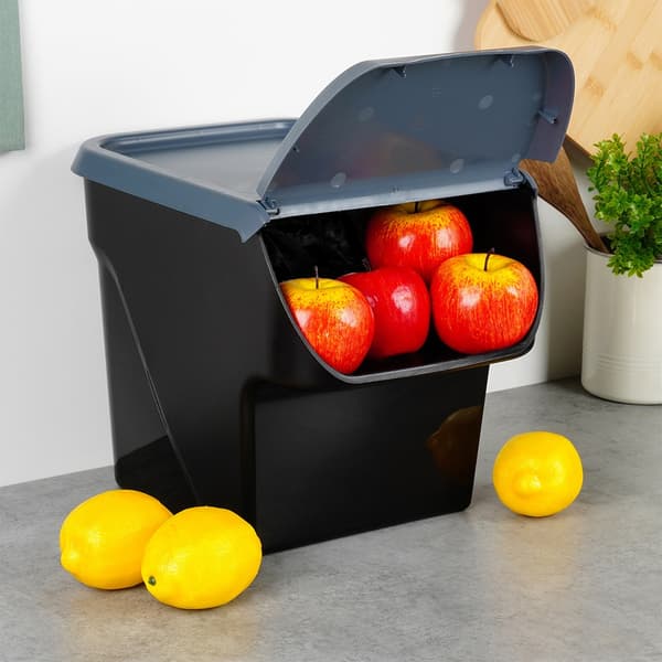 Grönsaks- och fruktbehållare med lock, antracit, 13 l
