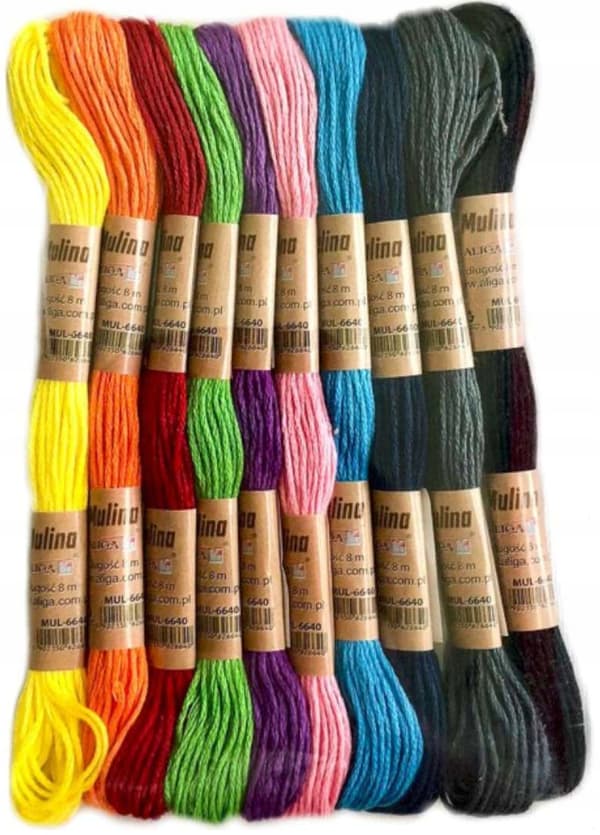 Broderitrådar, garn, blandade färger, 8m, 10 st.