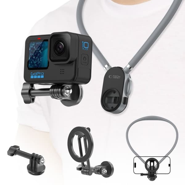 TECH-PROTECT AC200 MAGNETISK MAGSAFE & GOPRO & DJI HALSHÅLLARE KRITGRÅ