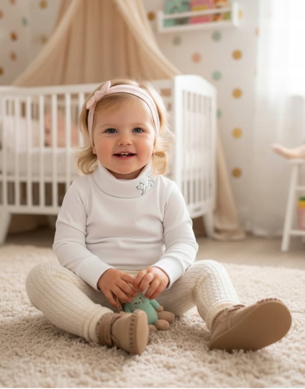 Barn TURTLENECK 116 SWEATSHIRT Barn T-SHIRT med tryck VIT