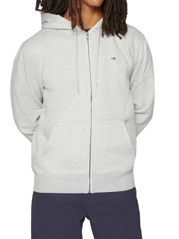 TOMMY JEANS Grå sweatshirt med lynlås, størrelse S