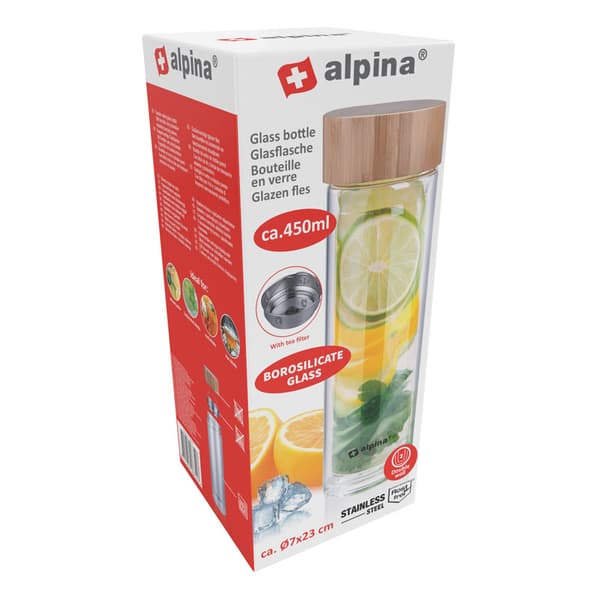 Alpina - Dubbelväggig termosflaska i glas 450 ml