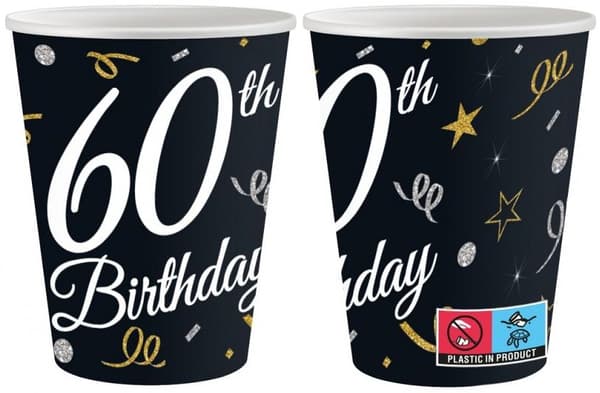 Pappmuggar 60-årsfödelsedag 250ml 6 st.