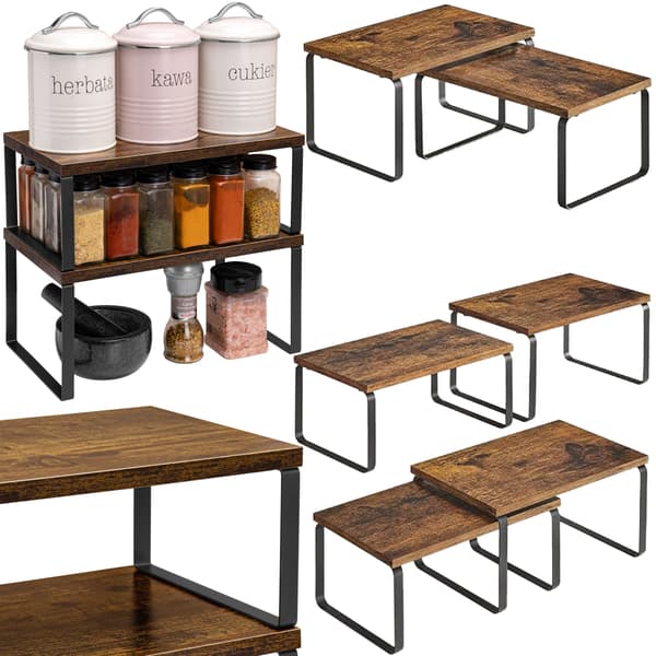 Sæt med 2 GINGER RUSTIC bambushylder