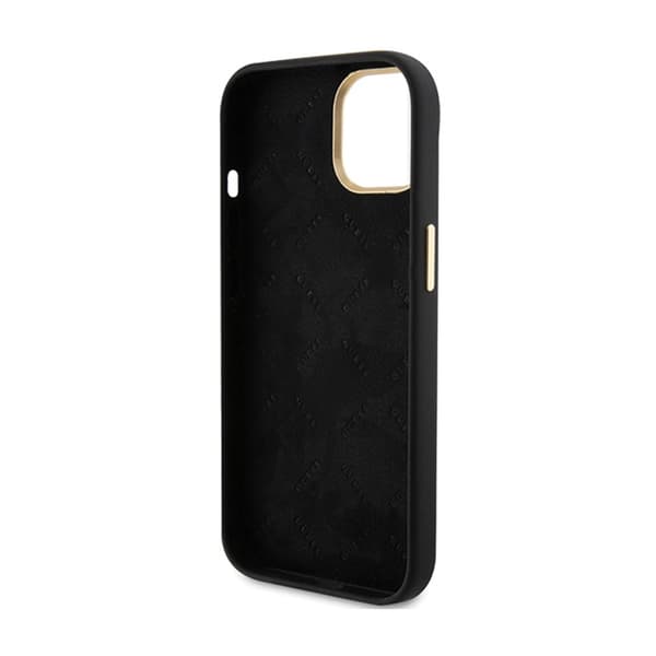 Guess Silikone Metal Logo & Ramme - iPhone 15 Etui (Sort)