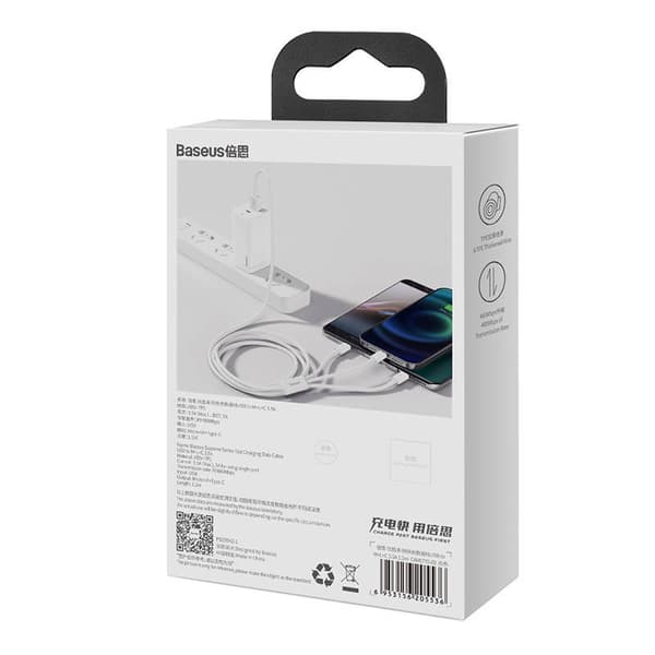 Baseus Superior Data USB Hurtigopladerkabel til M+L+C 3.5A 1M (Hvid)