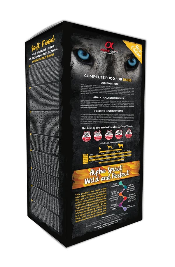 Alpha Spirit | Mjukfoder | Halvmjukt torrfoder i 200g brickor - Multiprotein 200g