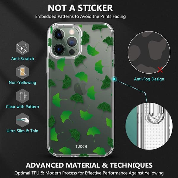 ETUI SÆT + HÆRDET GLAS TIL APPLE IPHONE 12/12 PRO GLITTERBLAD A2172