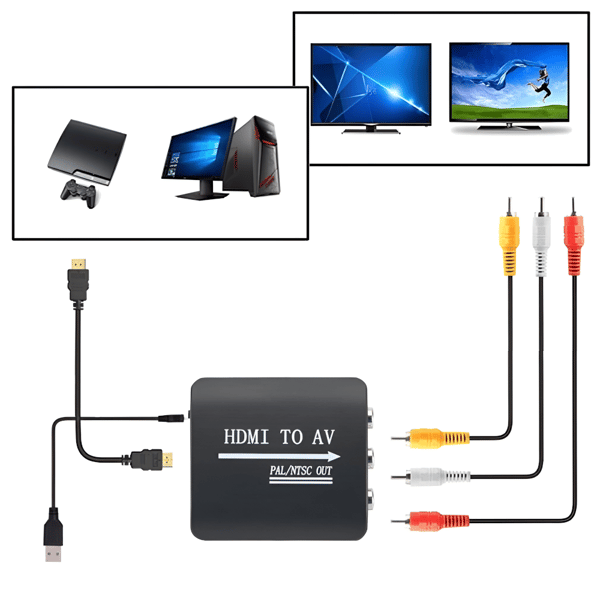 HDMI til AV RCA cinch billedkonverter NTSC PAL