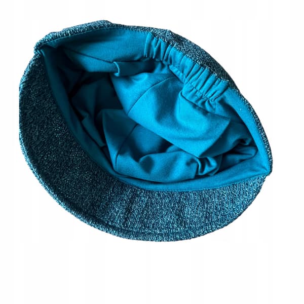 Marinblå damkeps med foder för höst/vinter, varm turbanhatt