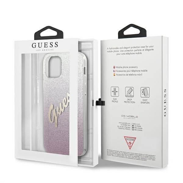 Guess GUHCP12LPCUGLSPI iPhone 12 Pro Max6.7 -suojakuori pinkki/pinkki, Glitter Gradient Script