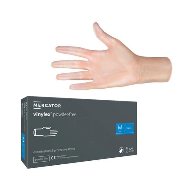 Mercator Vinylex puderfria vinylhandskar M transparenta 100 st